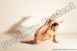 Nude Gymnastic poses Woman White Moving poses Athletic medium brown Dynamic poses Pinup